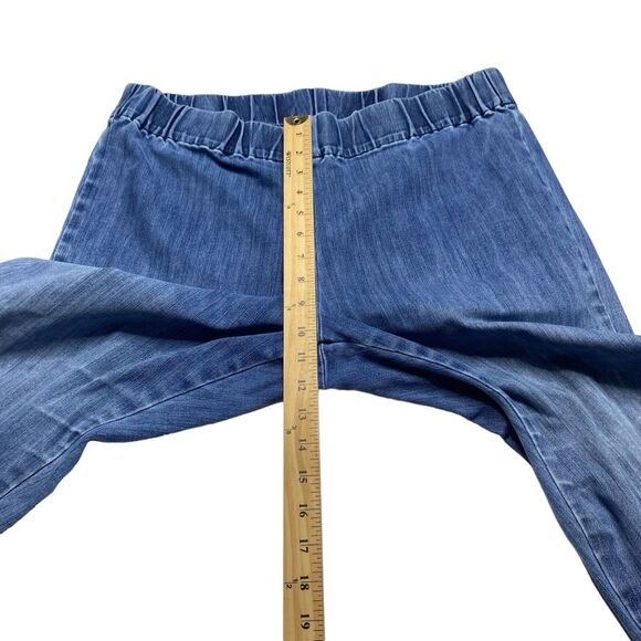 Soft Surroundings Floral Embroidered Pull-On Denim Jeans Blue Sz PXL - Picture 8 of 12